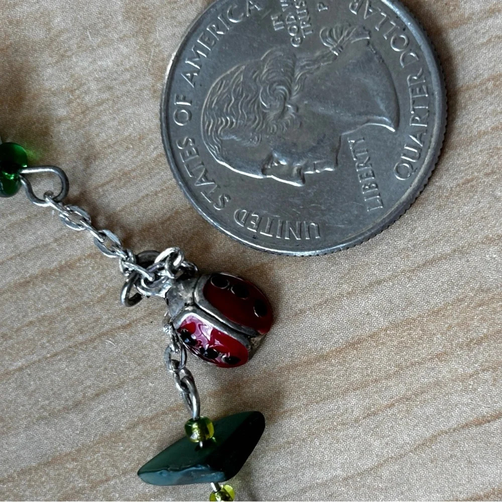 Ladybug necklace/ silver tone/ measures 12 in length/ choker or child’s …